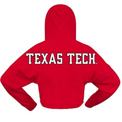 Women's Spirit Jersey Red Texas Tech Red Raiders Oversized Cropped Pullover Hoodie