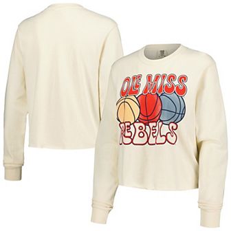 Women's Natural Ole Miss Rebels Comfort Colors Basketball Cropped Long Sleeve T-Shirt