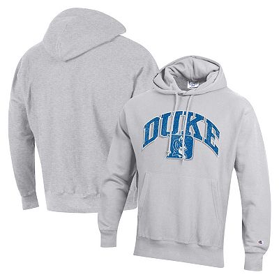 Men s Champion Heather Gray Duke Blue Devils Vault Late Night Reverse Weave Pullover Hoodie