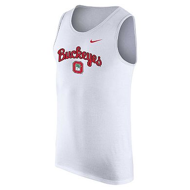 Men's Nike White Ohio State Buckeyes Vintage Logo Performance Tank Top