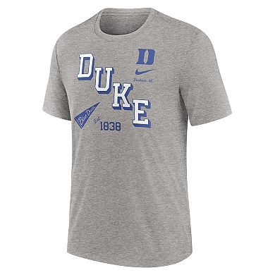 Men's Nike Heather Gray Duke Blue Devils Blitz Roll Call Tri-Blend T-Shirt