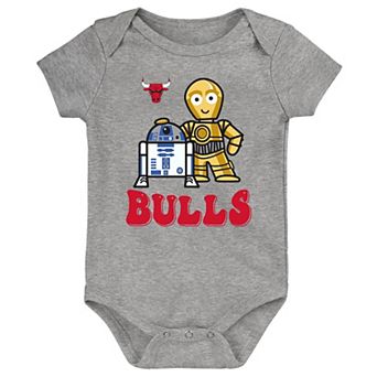Newborn & Infant Heather Gray Chicago Bulls Star Wars R2-D2 & C-3PO Best Buds Bodysuit