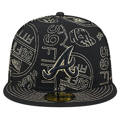 Men's New Era Black Atlanta Braves 59FIFTY Day Allover Fitted Hat