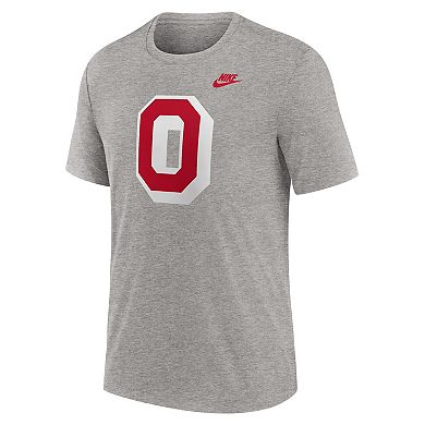 Men's Nike Heather Gray Ohio State Buckeyes Blitz Evergreen Legacy Primary Tri-Blend T-Shirt
