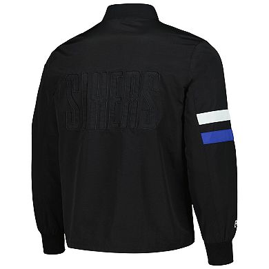 Unisex The Wild Collective Black Philadelphia 76ers Stitch Applique Full-Zip Bomber Jacket