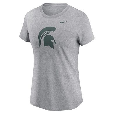 Women's Nike Heather Gray Michigan State Spartans Primetime Evergreen Logo T-Shirt