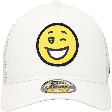 Men's New Era White Las Vegas Raiders Happy A-Frame Trucker 9FORTY ...