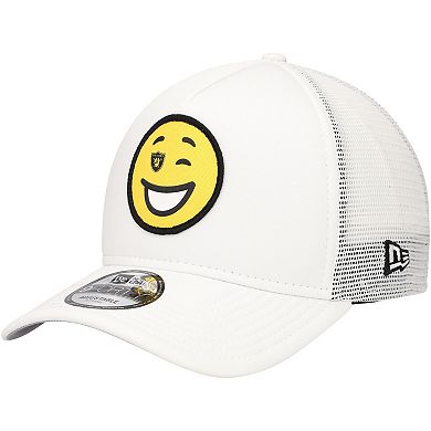 Men's New Era White Las Vegas Raiders Happy A-Frame Trucker 9FORTY ...