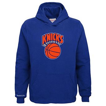 Youth Mitchell & Ness Blue New York Knicks Hardwood Classics Retro Logo Pullover Hoodie