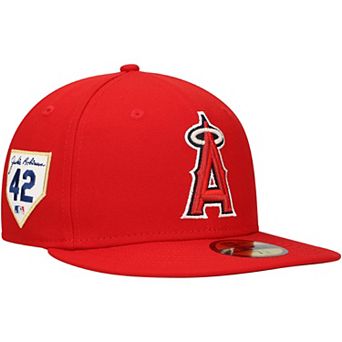 Men's New Era Red Los Angeles Angels Jackie Robinson Day Side Patch 59FIFTY Fitted Hat