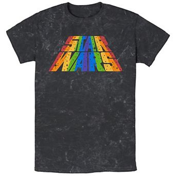 Men's Star Wars Rainbow Logo Mineral Wash Graphic Tee