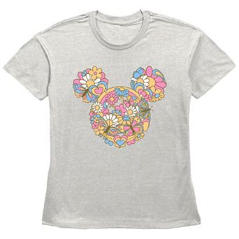 Disney's Mickey Mouse Women's Flowers And Butterflies Graphic Tee