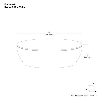 Simpli Home Elmbrook Drum Coffee Table