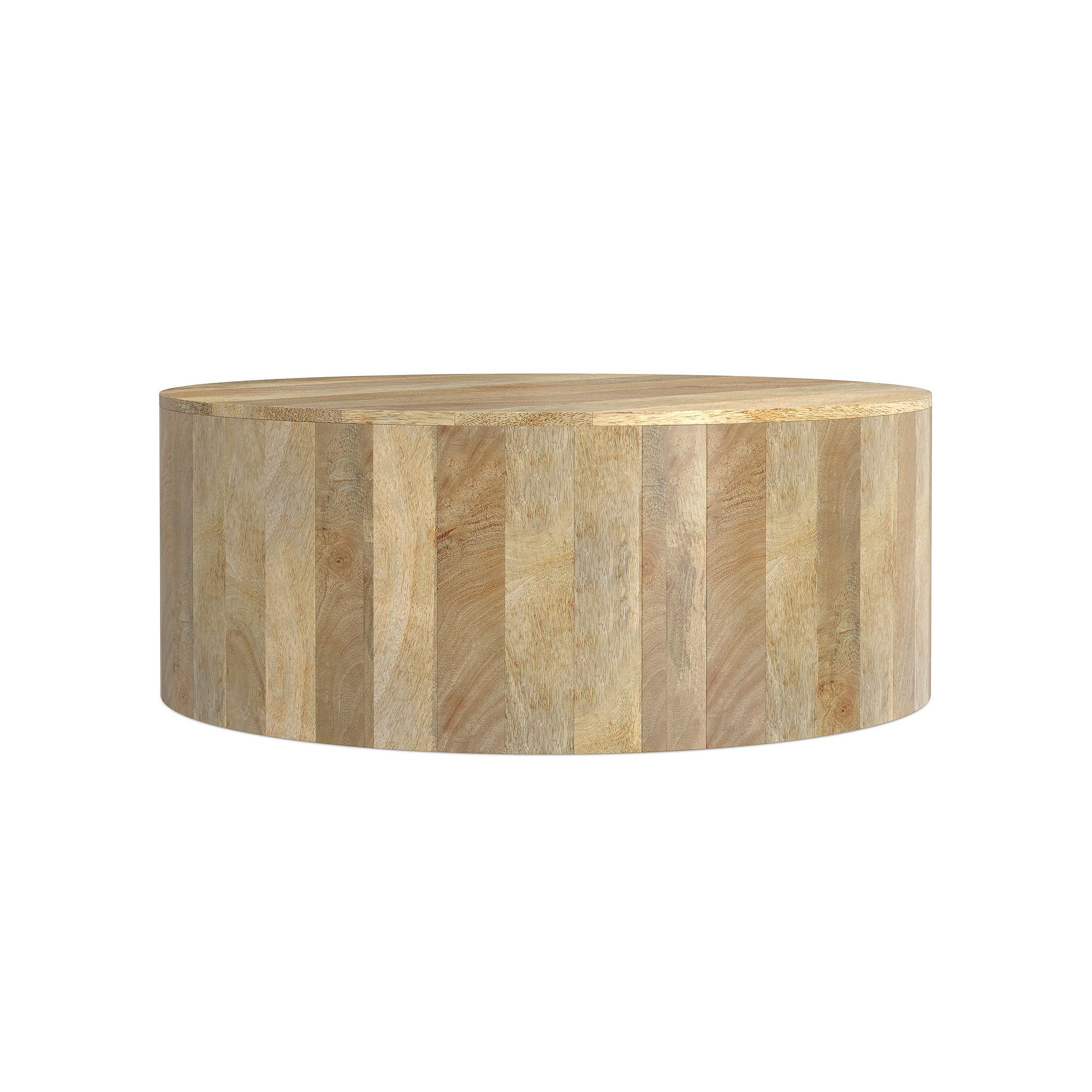 Simpli Home Millbury Drum Coffee Table, Natural