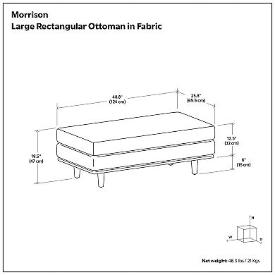 Simpli Home Morrison Large Mid-Century Modern Table Ottoman