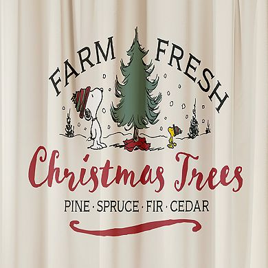 Peanuts Snoopy & Woodstock Farm Fresh Christmas Shower Curtain