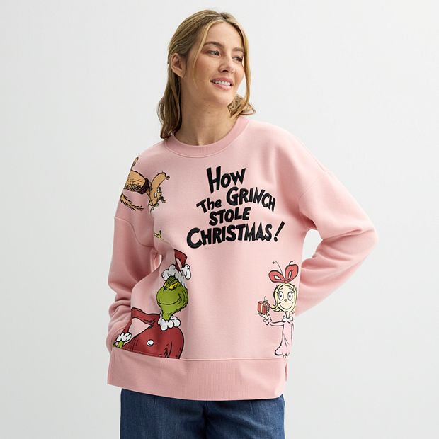 Women s The Grinch Fleece How The Grinch Stole Christmas Graphic Pullover
