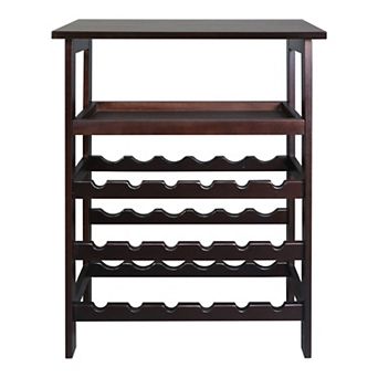 Casual Home Solid Wood 18-Bottle Freestanding Wine Rack with Tabletop and Tray