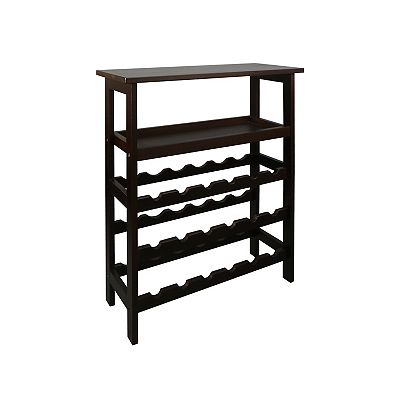 Casual Home Solid Wood 18 Bottle Freestanding Wine Rack with Tabletop and Tray