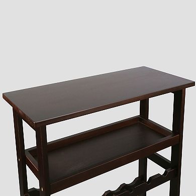 Casual Home Solid Wood 18-Bottle Freestanding Wine Rack with Tabletop and Tray