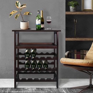 Casual Home Solid Wood 18-Bottle Freestanding Wine Rack with Tabletop and Tray