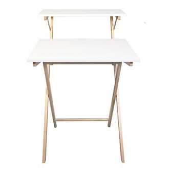 Casual Home Solid Wood 2 tier Folding Laptop Work Desk