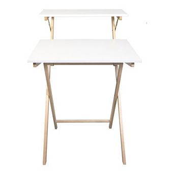 Casual Home Solid Wood 2 tier Folding Laptop Work Desk