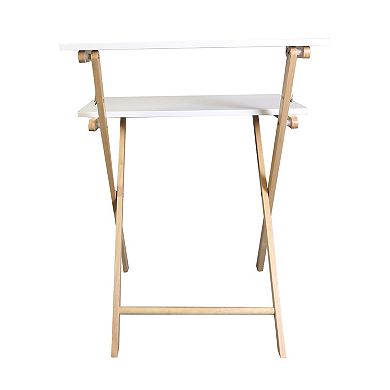 Casual Home Solid Wood 2-tier Folding Laptop Work Desk