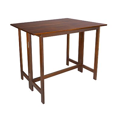 Casual Home Solid Wood Folding Console to Dining Convertible Table