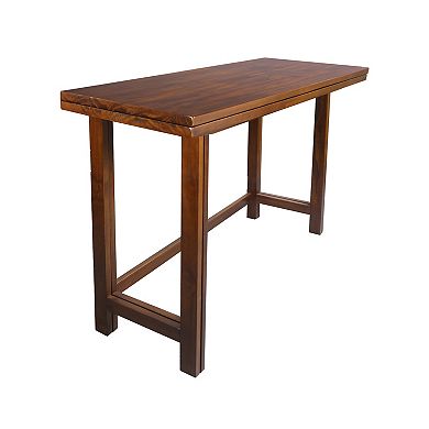 Casual Home Solid Wood Folding Console to Dining Convertible Table