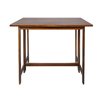 Casual Home Solid Wood Folding Console to Dining Convertible Table