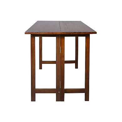Casual Home Solid Wood Folding Console to Dining Convertible Table