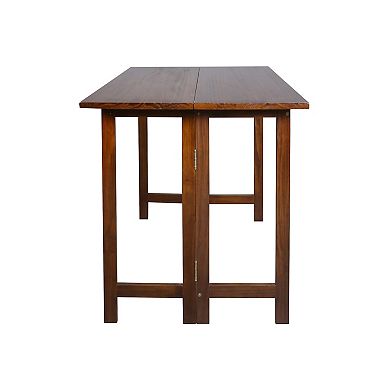 Casual Home Solid Wood Folding Console to Dining Convertible Table