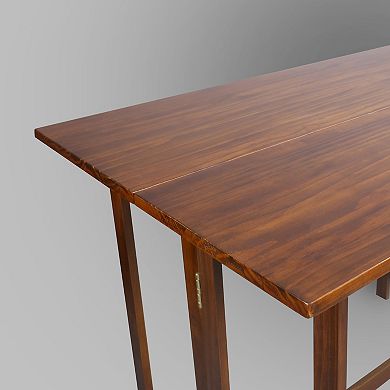Casual Home Solid Wood Folding Console to Dining Convertible Table