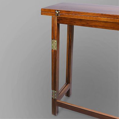 Casual Home Solid Wood Folding Console to Dining Convertible Table