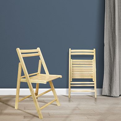 Casual Home Casual Home Natural Finish Wooden Folding Chairs 2-Piece Set