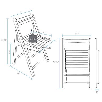 Casual Home Casual Home Natural Finish Wooden Folding Chairs 2-Piece Set