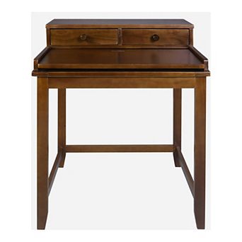 Casual Home Solid Wood Desk with Hutch, Pull-out tray, & Concealed Compartment