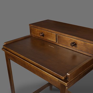 Casual Home Solid Wood Desk with Hutch, Pull-out tray, & Concealed Compartment
