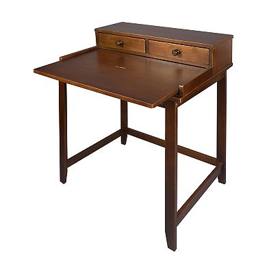 Casual Home Solid Wood Desk with Hutch, Pull-out tray, & Concealed Compartment