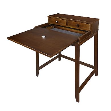 Casual Home Solid Wood Desk with Hutch, Pull-out tray, & Concealed Compartment