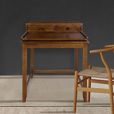 Casual Home Solid Wood Desk with Hutch, Pull-out tray, & Concealed Compartment