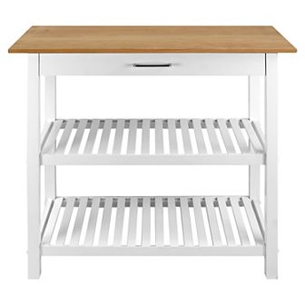 Casual Home Kitchen Slate Gray Island Bar Station with Hardwood Counter Top