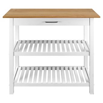 Casual Home Kitchen Slate Gray Island Bar Station with Hardwood Counter Top