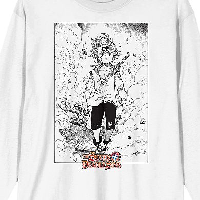 Men's Seven Deadly Sins Meliodas with Demon Mark Long Sleeve Graphic Tee