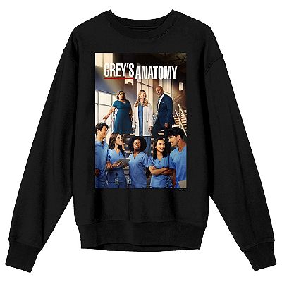 Grey’s Anatomy Hospital Fleece Sweatshirt – Grey + Sloan Memorial Crewneck, Black