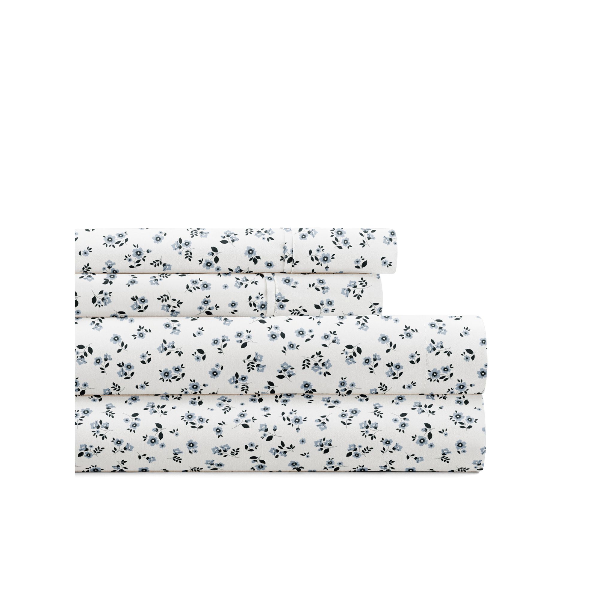 Home Collection Delicate Blossoms Sheet Set, Blue Fog Ditsy Floral