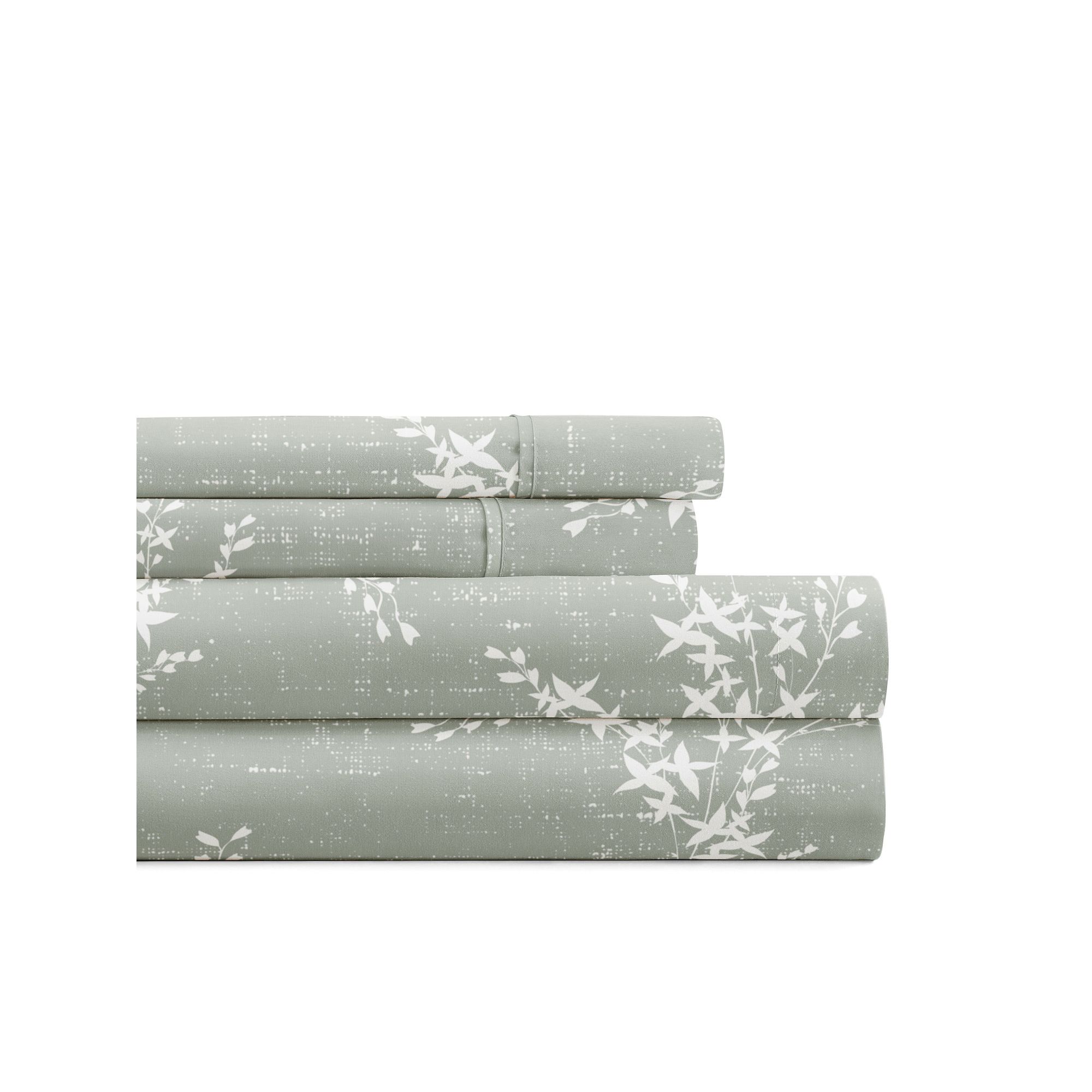 Home Collection Delicate Details Sheet Set or Pillowcases, Green Distress W
