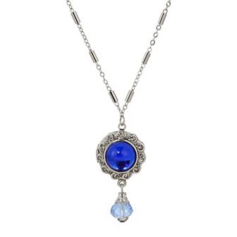 1928 Glass Stone Locket & Bead Necklace