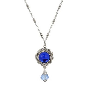 1928 Glass Stone Locket & Bead Necklace